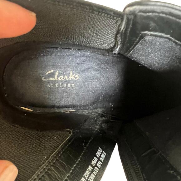 Clarks Artisan 16731 Black Leather Zip Up Wedge Ankle Boot Booties 8.5 - Picture 9 of 13